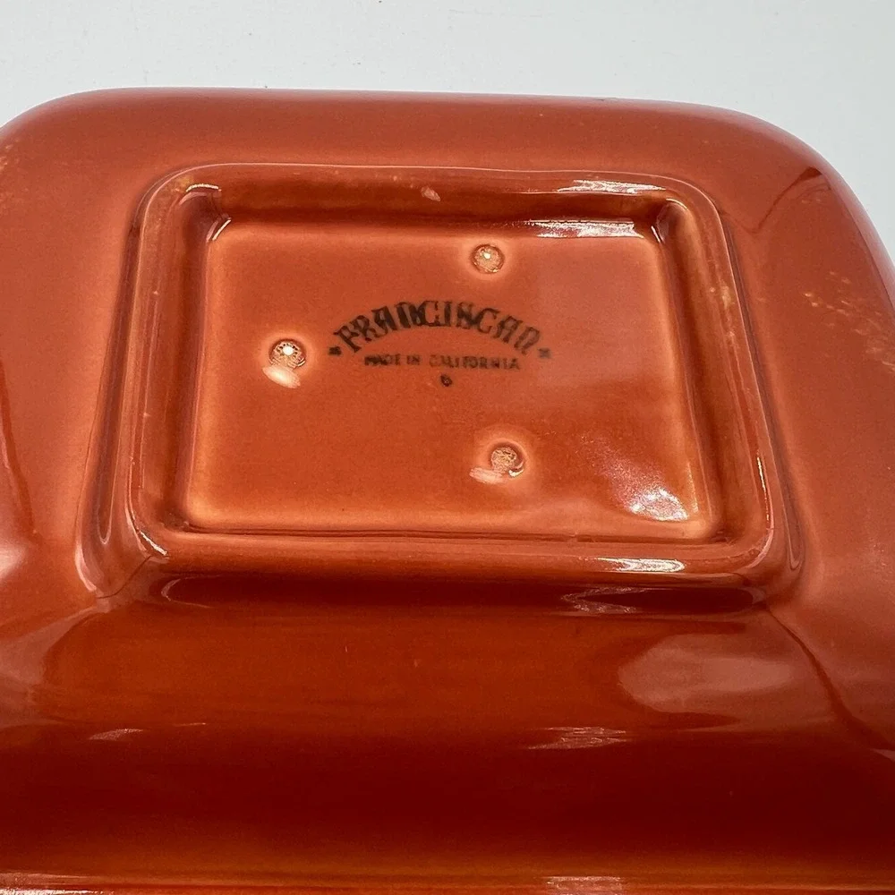 Vintage Franciscan‎ Divided Dish Orange Glaze California USA Mid Century 11